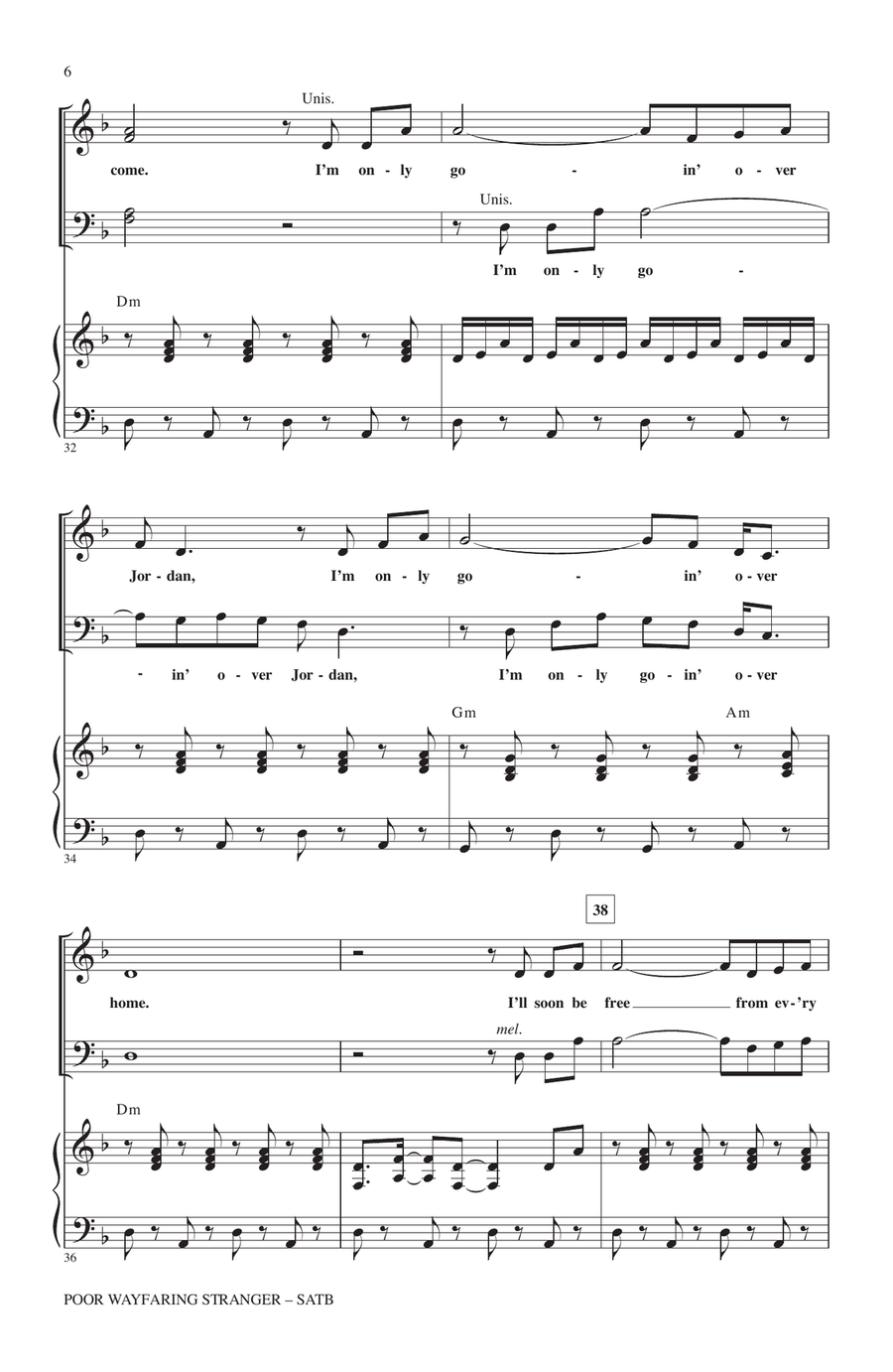 Poor Wayfaring Stranger 4-Part scores gallery preview page 5