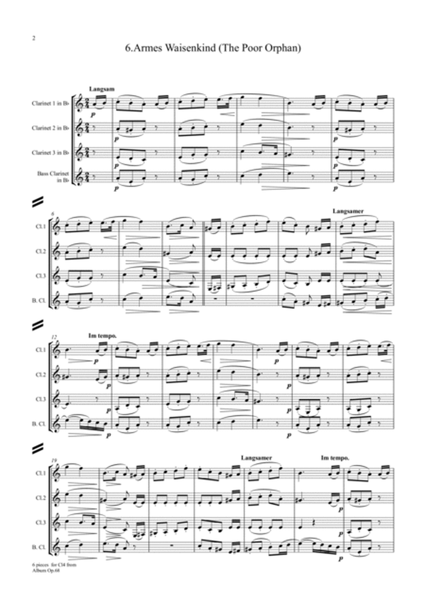 Schumann: Album für die Jugend (Album for the Young) Op 68 (6 pieces) - clarinet quartet image number null
