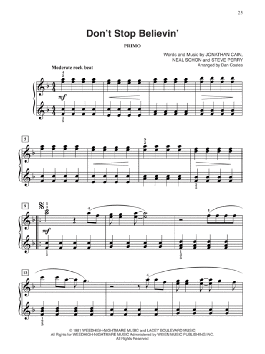Dan Coates Popular Piano Library -- Duets of Pop & Rock Small Ensemble scores gallery preview page 4