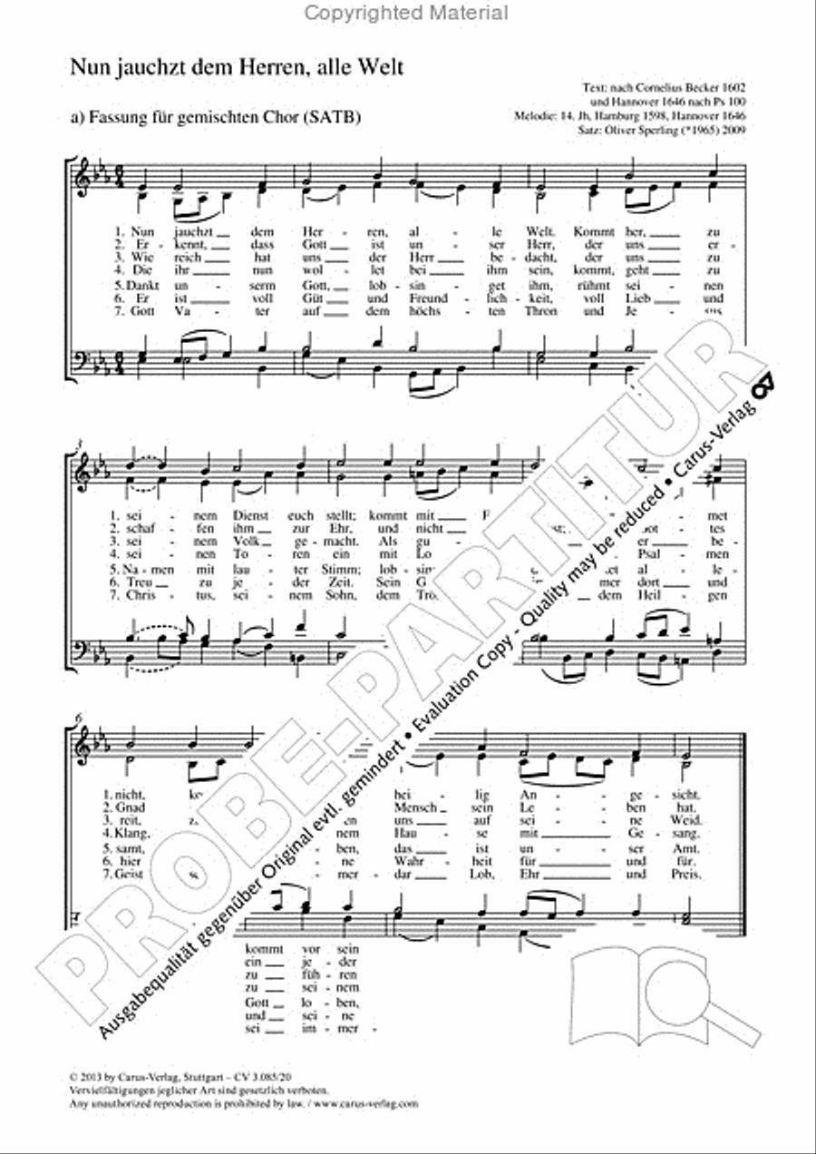 Nun jauchzt dem Herren, alle Welt SSA scores gallery preview page 2