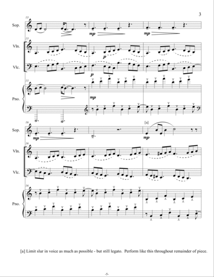 Vocalise for High Voice, Violin, Cello and Piano - Opus 9 Small Ensemble scores gallery preview page 5