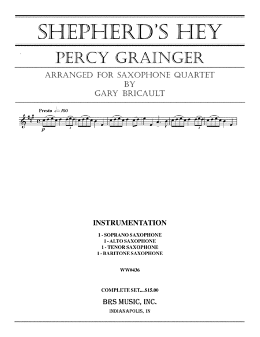 Shepherd's Hey Saxophone Quartet scores gallery preview page 1