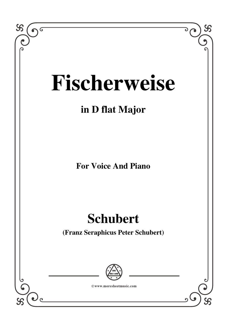 Schubert-Fischerweise,in D flat Major,Op.96,No.4,for Voice and Piano Piano, Vocal scores gallery preview page 1