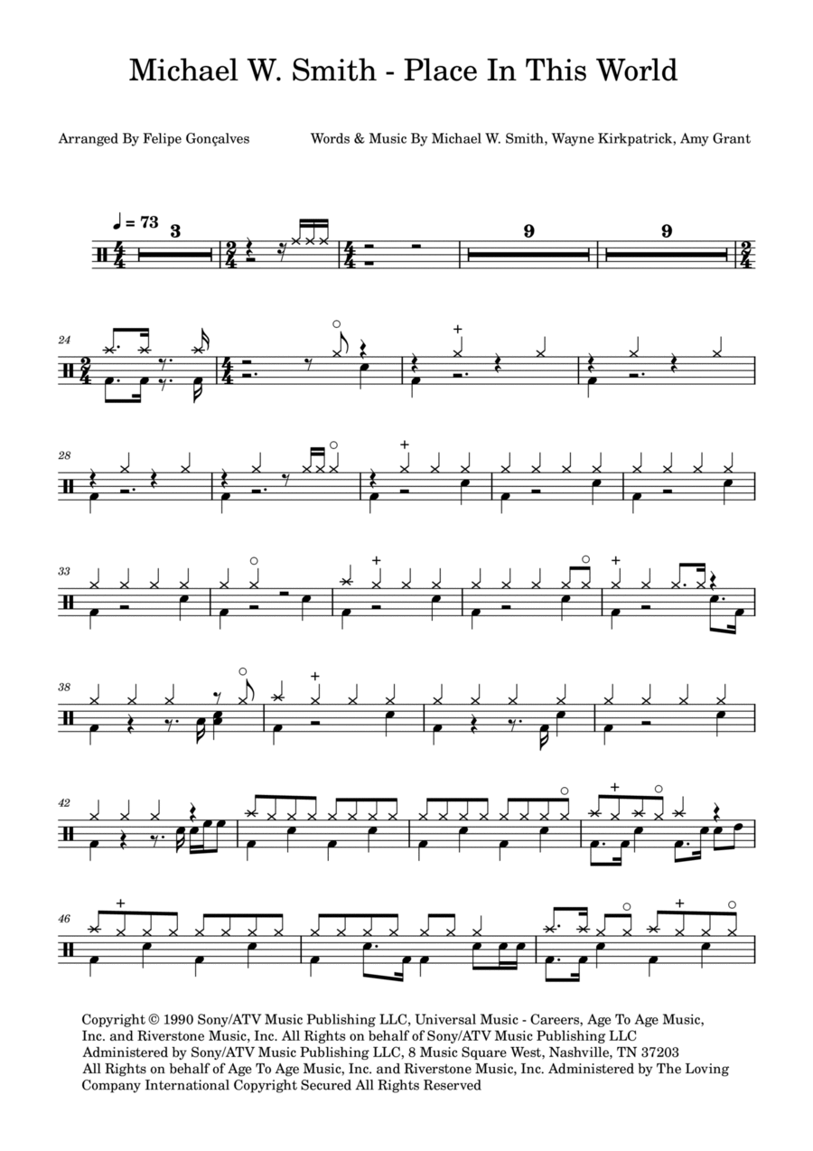 Place In This World Place In This World Drum Set scores gallery preview page 1