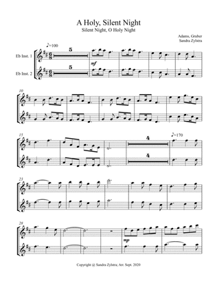 A Holy, Silent Night (treble Eb instrument duet, parts only)