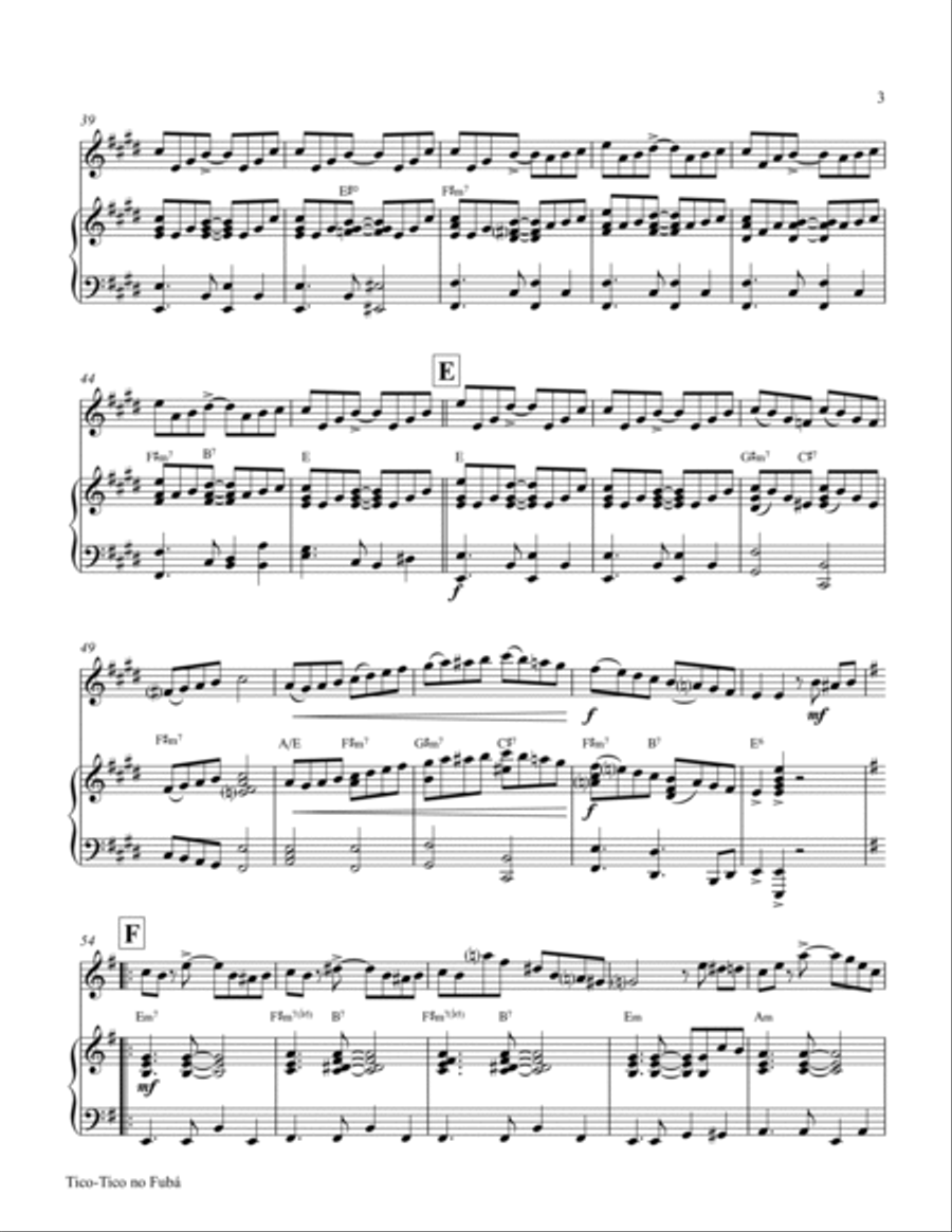 Tico-Tico no Fubá - Choro - Key: E-minor - Piano and Violin Violin Solo scores gallery preview page 3