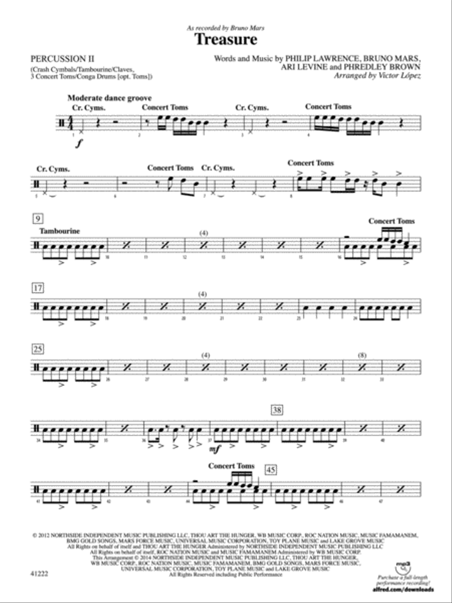 Treasure: 2nd Percussion Full Orchestra scores gallery preview page 1