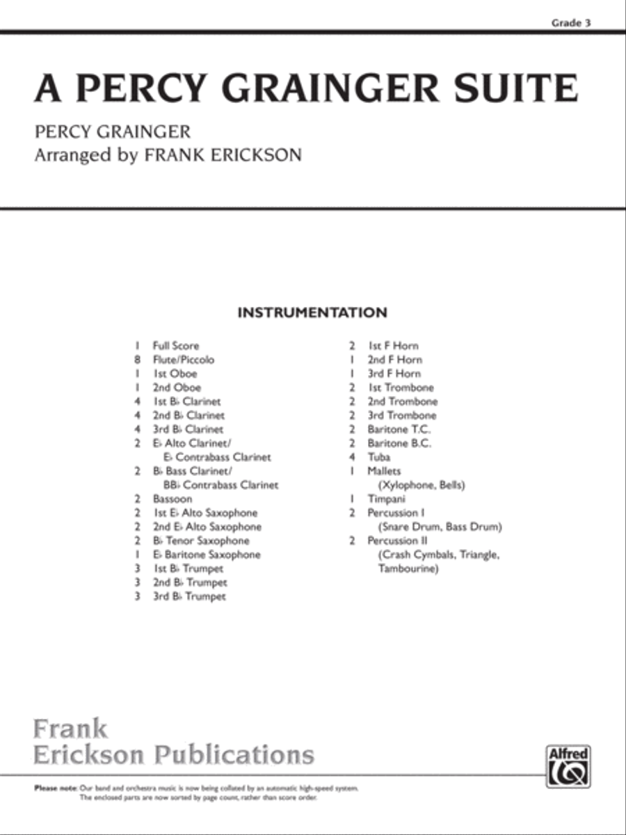 A Percy Grainger Suite: Score Concert Band scores gallery preview page 1