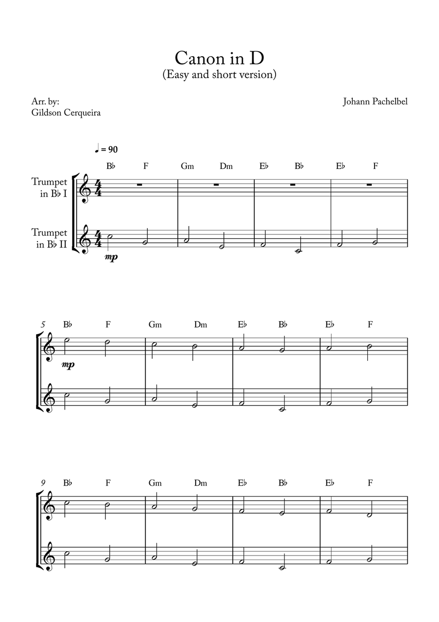 Canon in D Trumpet Duet scores gallery preview page 1