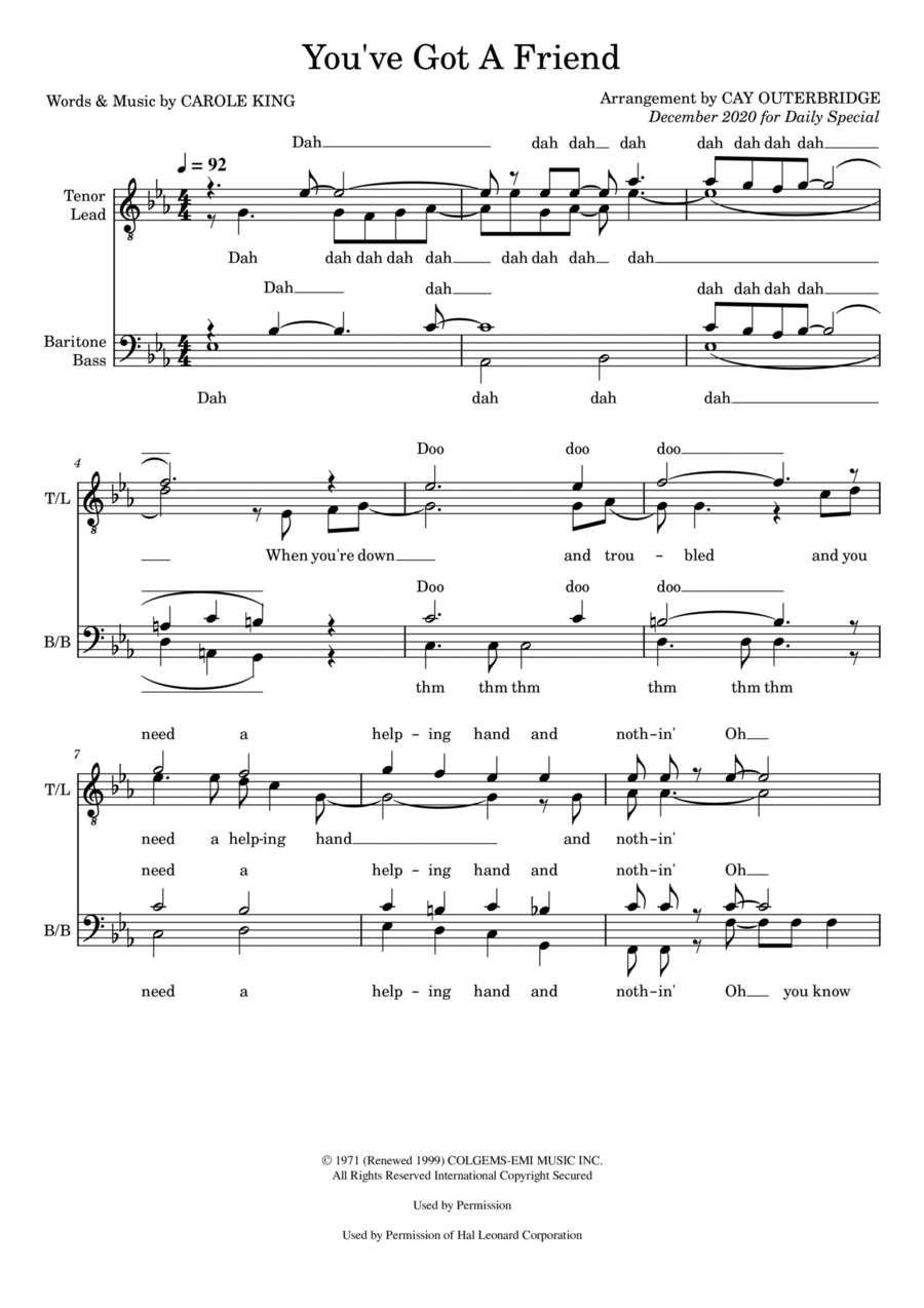 You've Got A Friend You've Got A Friend TTBB scores gallery preview page 1