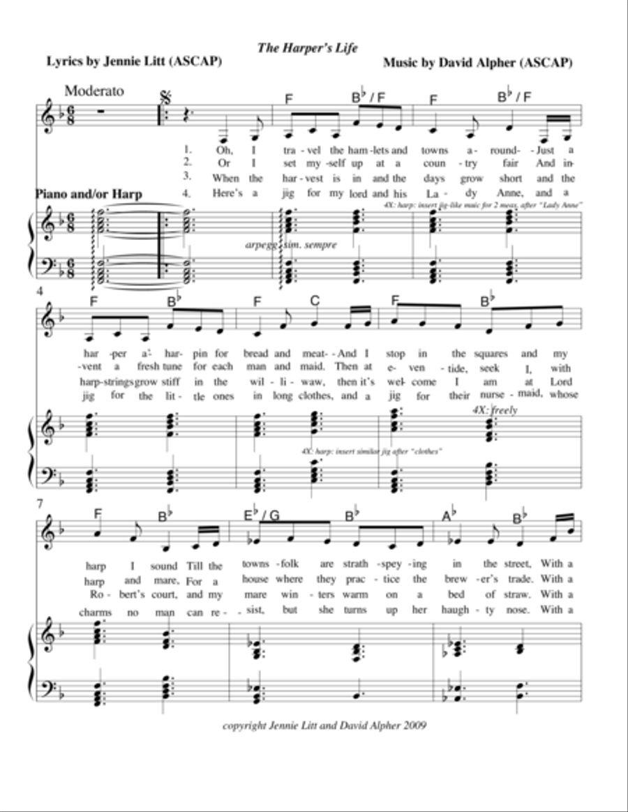 The Harper's Life Piano, Vocal, Guitar scores gallery preview page 1