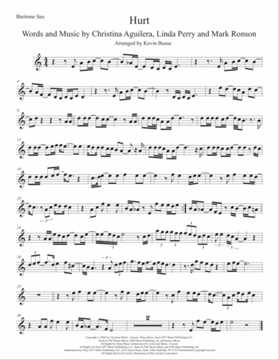 Hurt Hurt Baritone Saxophone scores gallery preview page 1