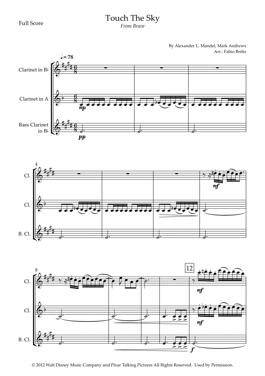 Touch The Sky Touch The Sky Clarinet Trio scores gallery preview page 1