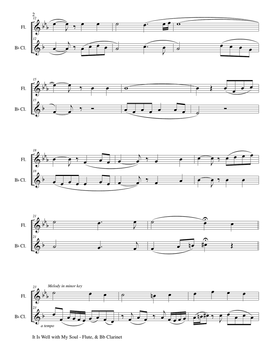 IT IS WELL WITH MY SOUL (Duet - Flute & Bb Clarinet - Score & Instrumental Parts Included) Woodwind Duet scores gallery preview page 3