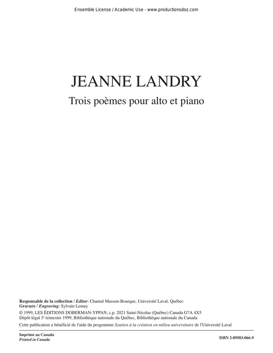Trois poèmes Piano Accompaniment scores gallery preview page 1