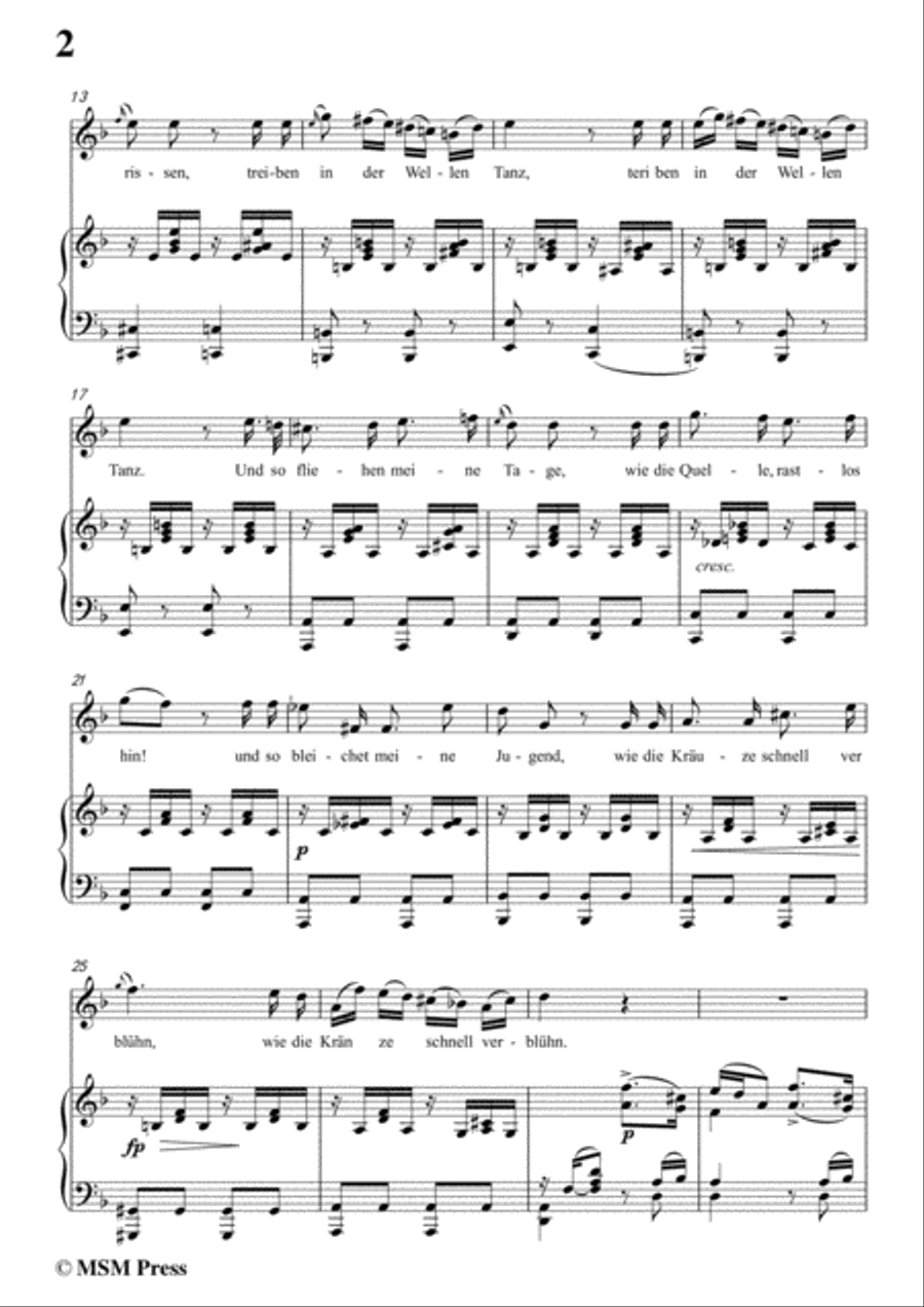Schubert-Der Jüngling am Bache,Op.87 No.3,in d minor,for voice and piano Voice Solo scores gallery preview page 4
