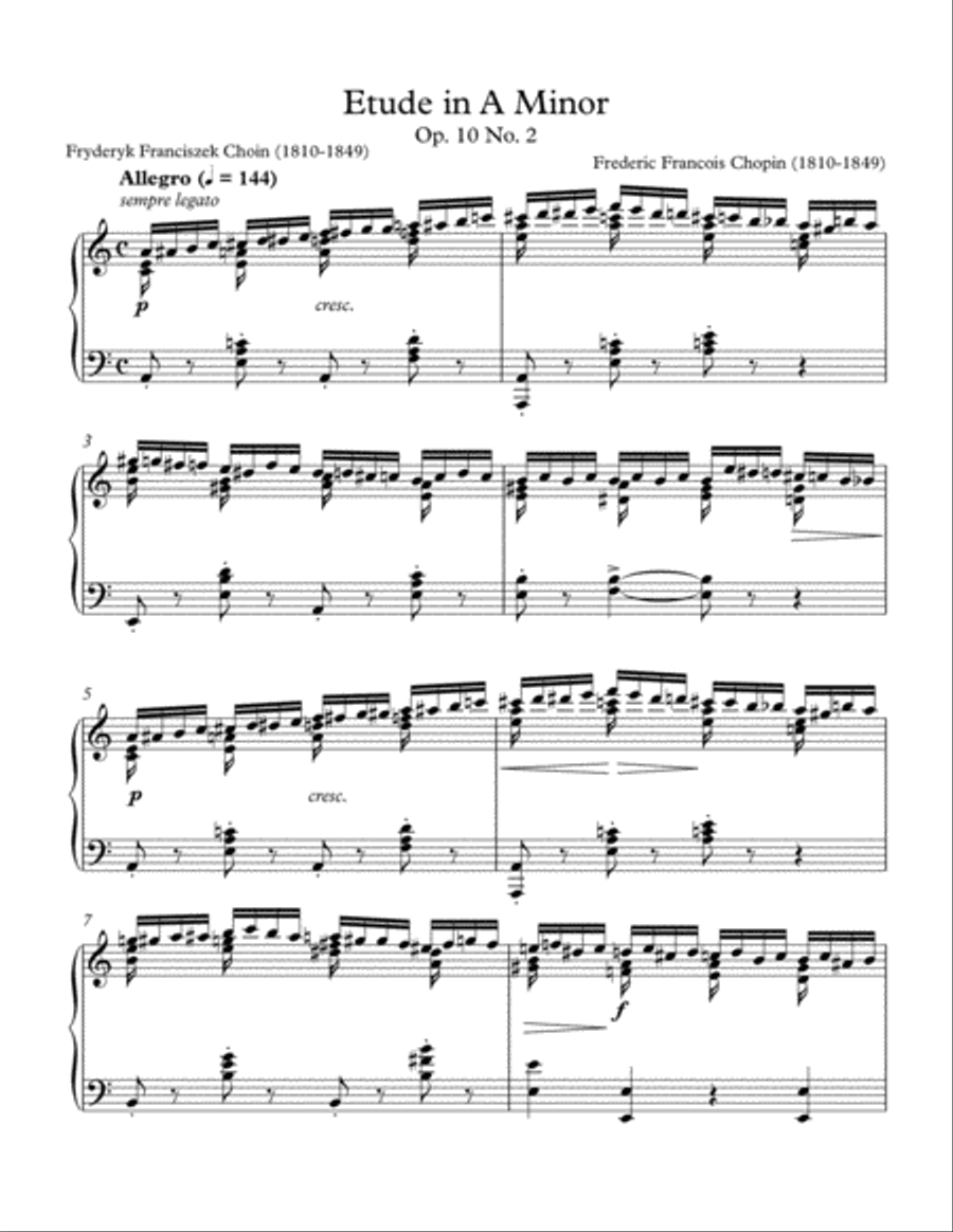 Etude In A Minor Opus 10 N0 2