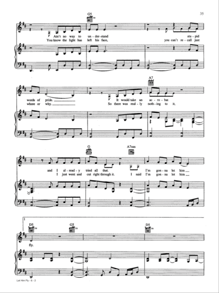 Let Him Fly Piano, Vocal, Guitar scores gallery preview page 2