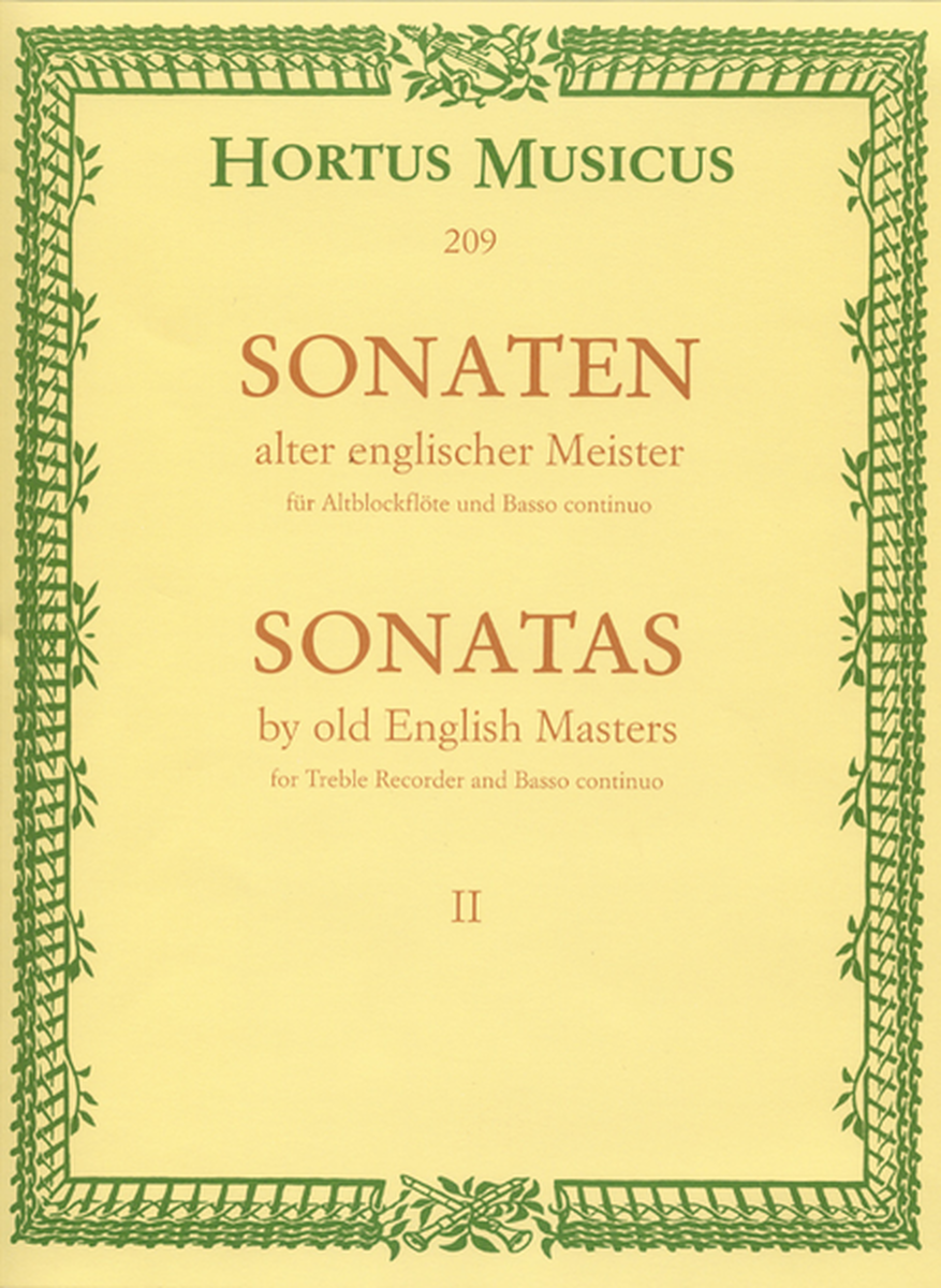 Sonaten alter englischer Meister for Treble Recorder and Basso continuo
