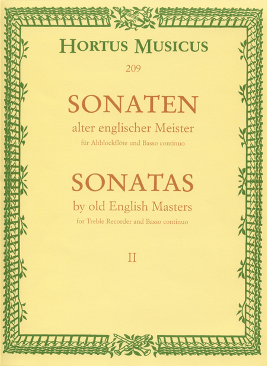 Sonaten alter englischer Meister for Treble Recorder and Basso continuo