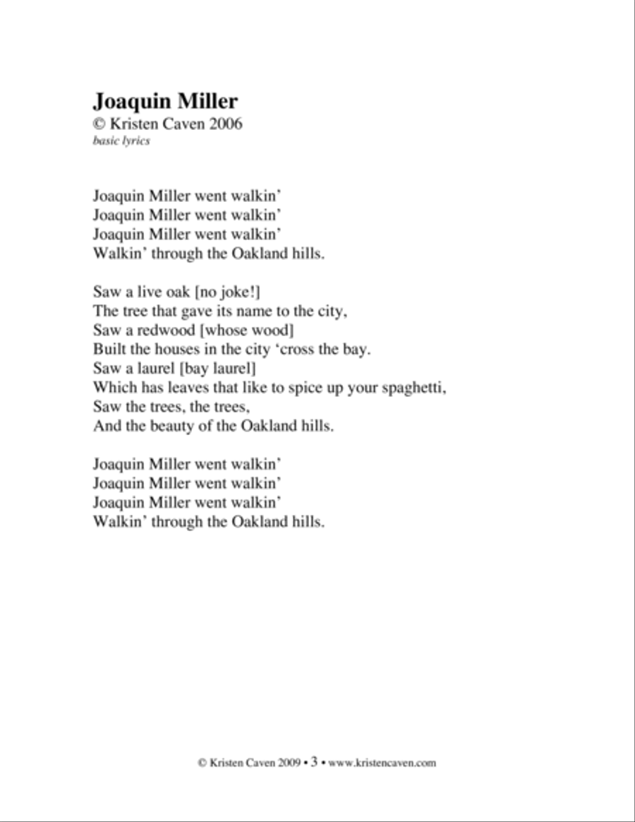 Joaquin Miller (went walkin') Unison Choir scores gallery preview page 3