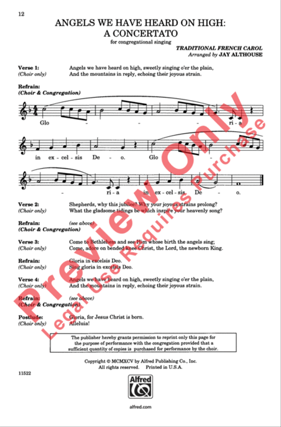 Angels We Have Heard on High: A Concerto 4-Part scores gallery preview page 11