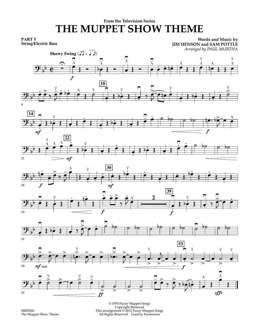 The Muppet Show Theme - Pt.5 - String/Electric Bass Concert Band scores gallery preview page 1