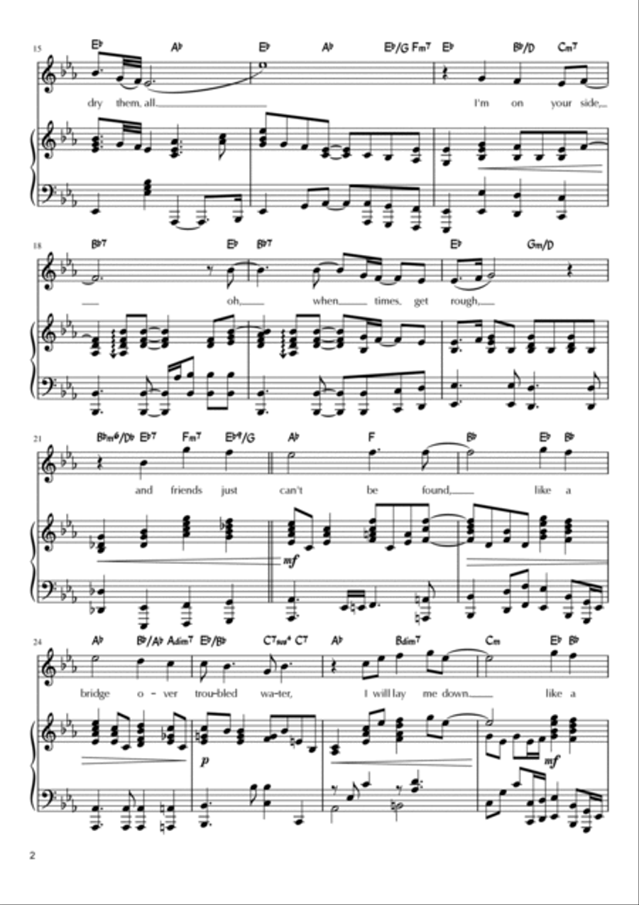 Bridge Over Troubled Water Piano, Vocal, Guitar scores gallery preview page 2