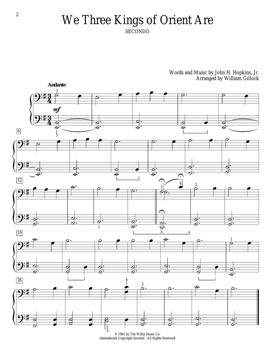 We Three Kings Of Orient Are Piano Duet scores gallery preview page 1
