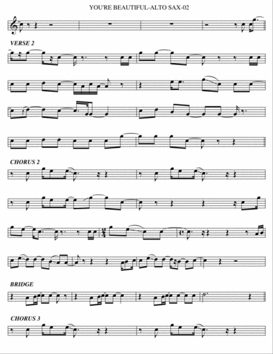 You're Beautiful Alto Saxophone scores gallery preview page 2