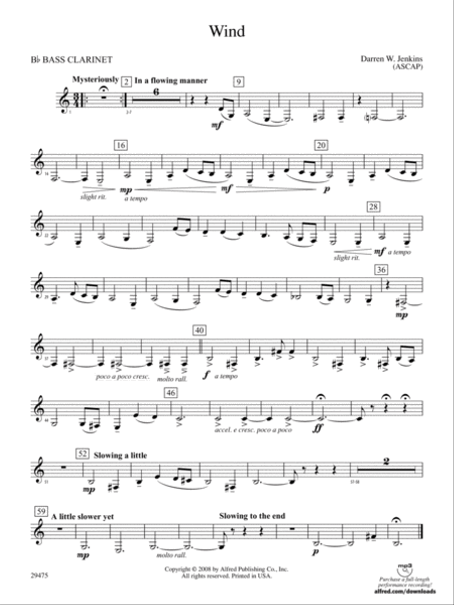 Wind: B-flat Bass Clarinet Concert Band scores gallery preview page 1