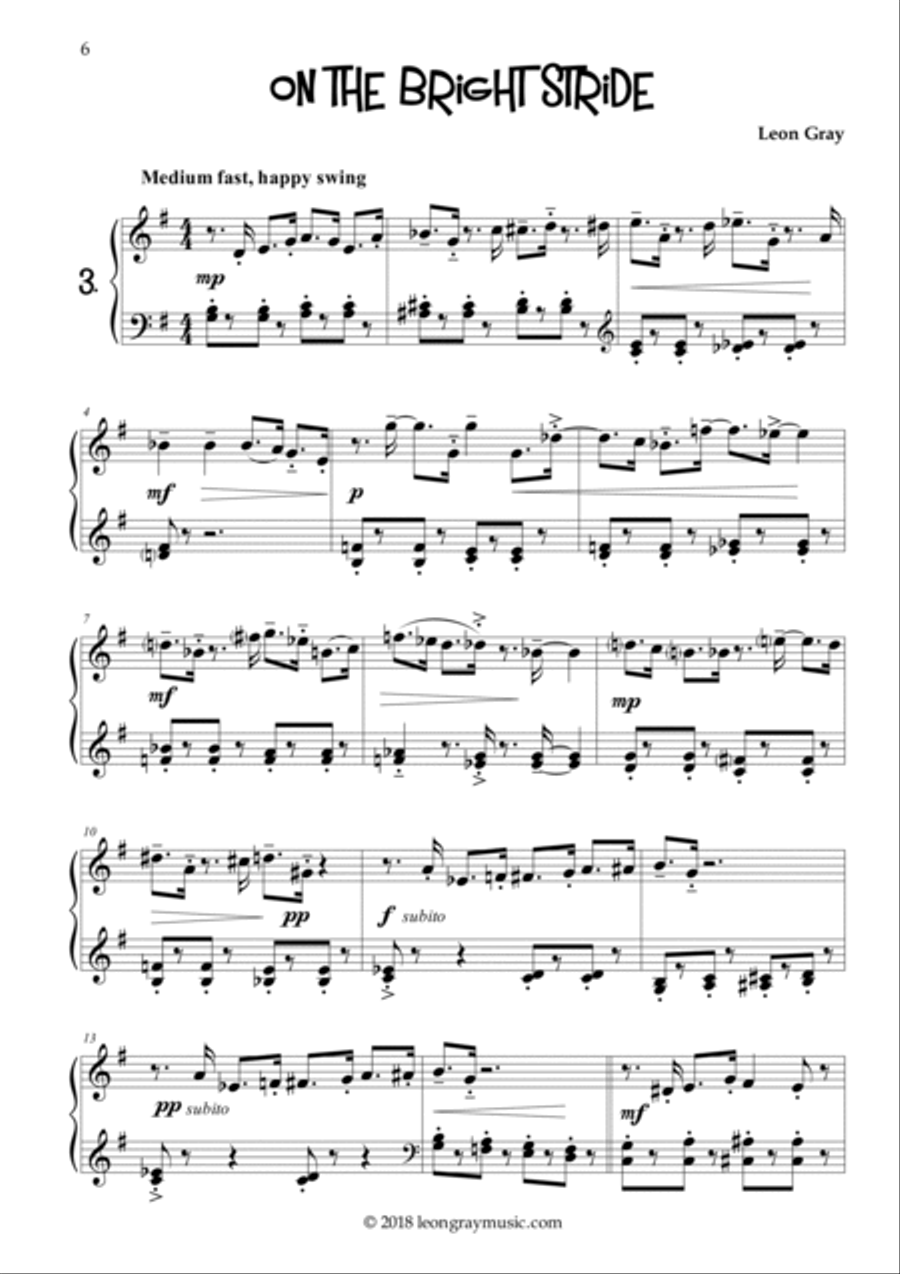 On The Bright Stride (No. 3), Dottystripe Lane © 2019 Leon Gray Piano Solo scores gallery preview page 2