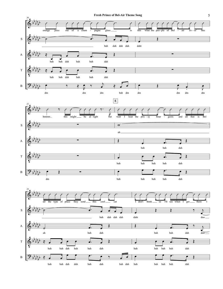 Fresh Prince Of Bel-air 4-Part scores gallery preview page 5