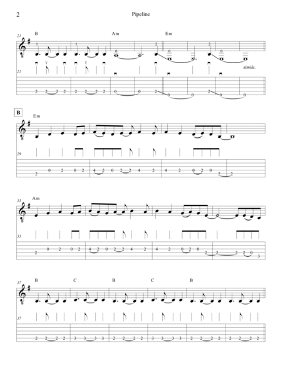 Pipeline Pipeline Easy Guitar scores gallery preview page 2