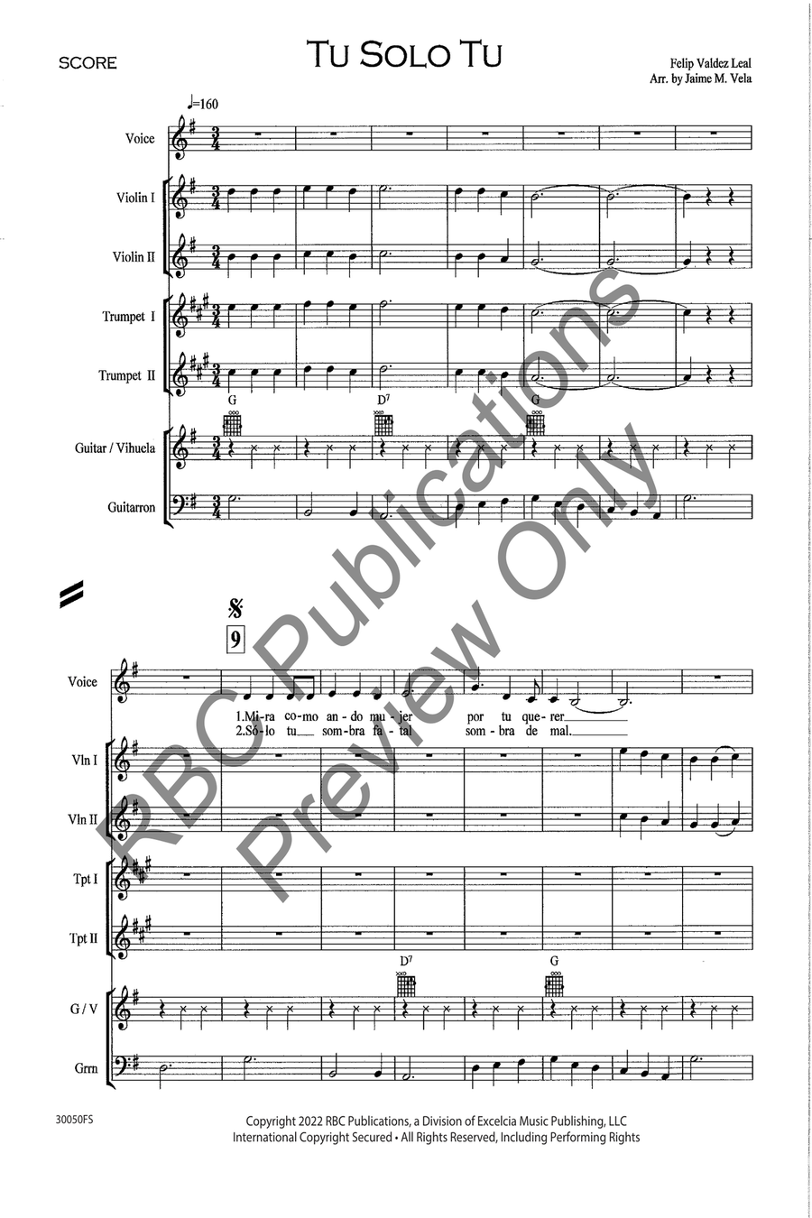 Tú Sólo Tú Voice scores gallery preview page 3