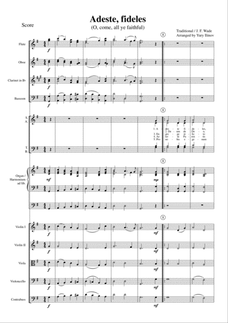 Adeste fideles (O come all ye faithful) Choir scores gallery preview page 1