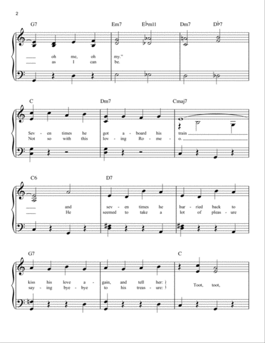 Toot, Toot, Tootsie! (Good-bye!) Easy Piano scores gallery preview page 2