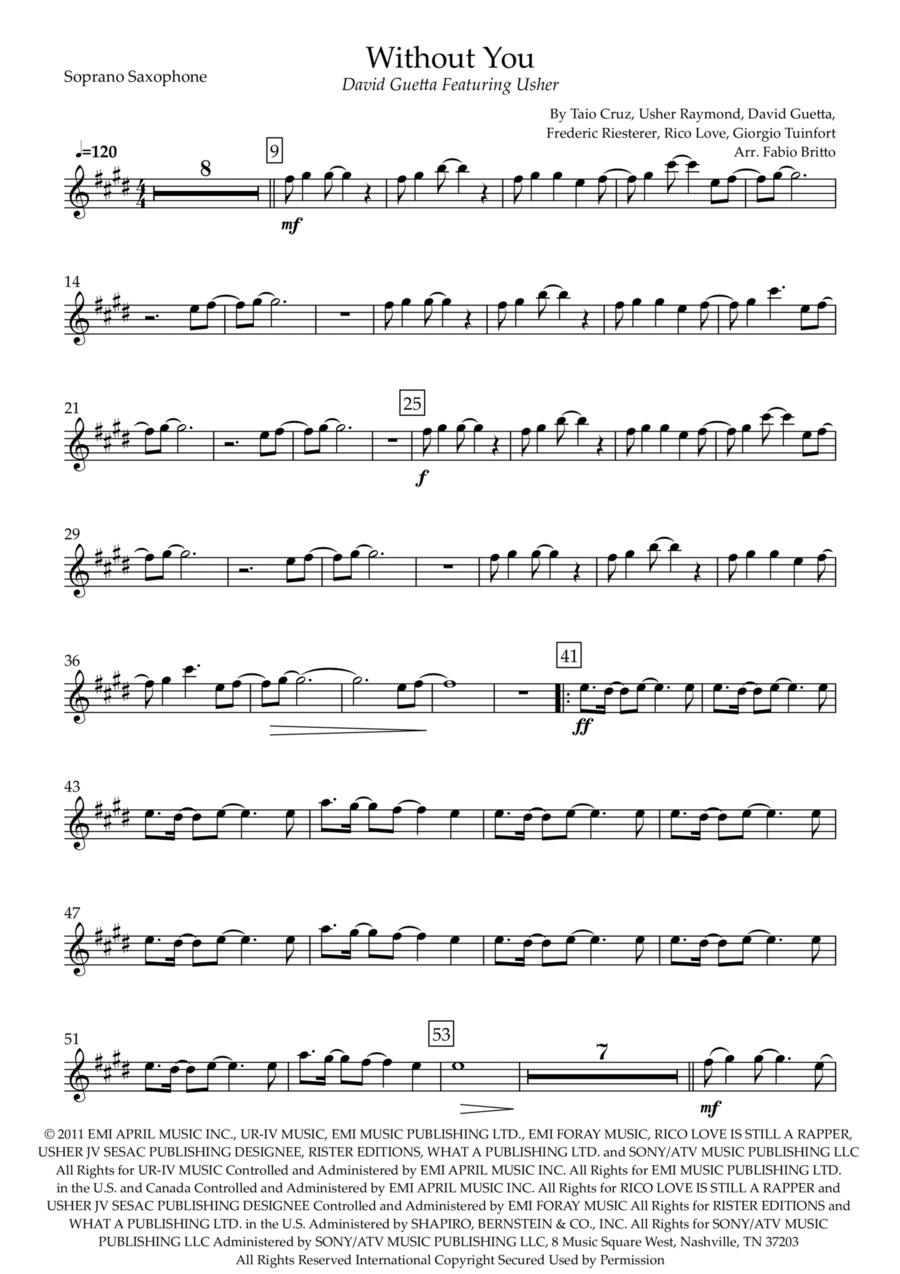 Without You Soprano Saxophone scores gallery preview page 1