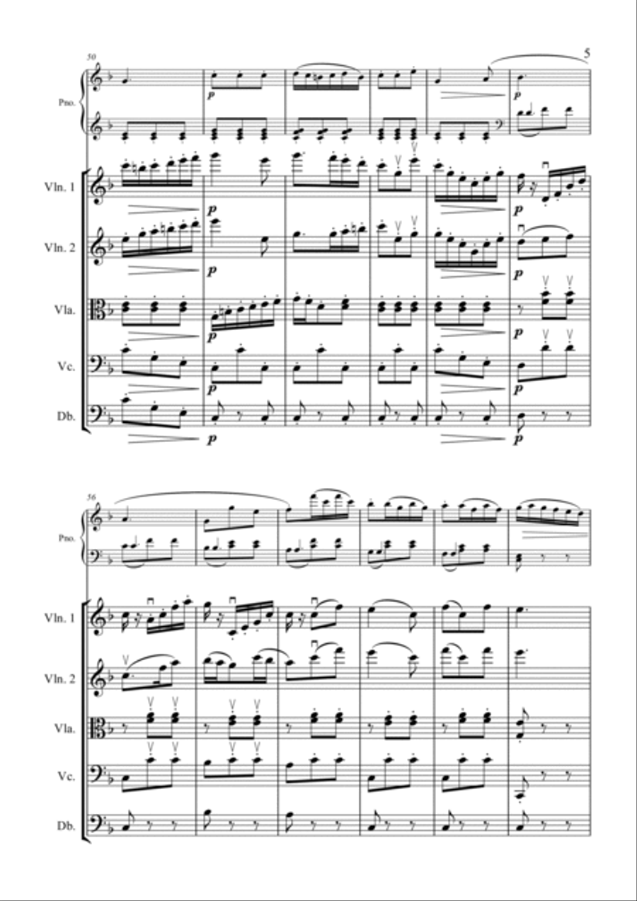 Mozart - Arietta - Pinao & String Quartet/String Orch Piano Quintet scores gallery preview page 5