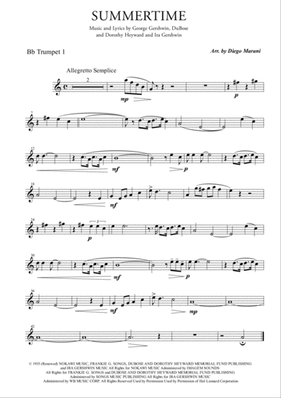 Summertime Brass Ensemble scores gallery preview page 1