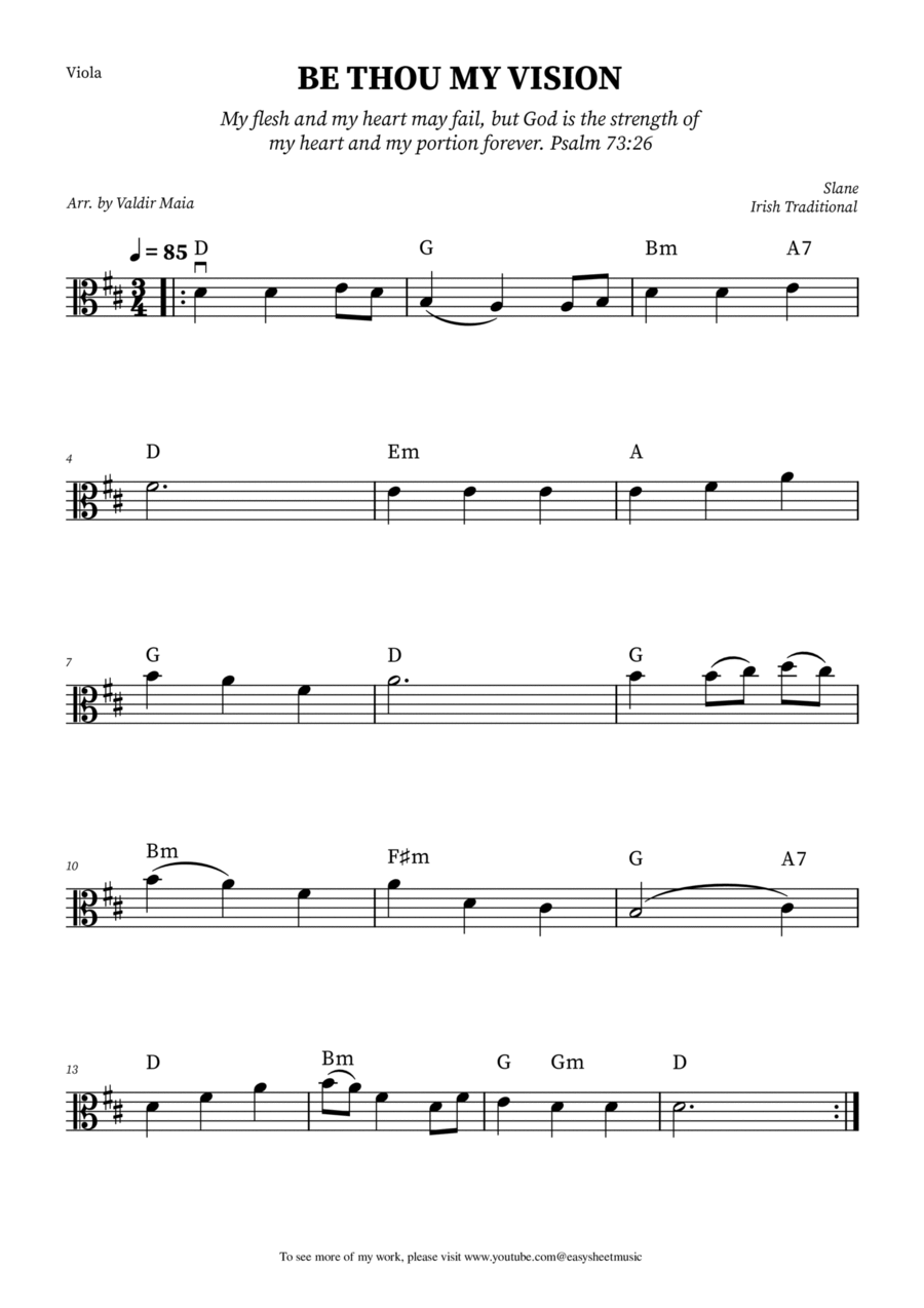 Be Thou My Vision - Viola Solo (Chords) Viola Solo scores gallery preview page 1