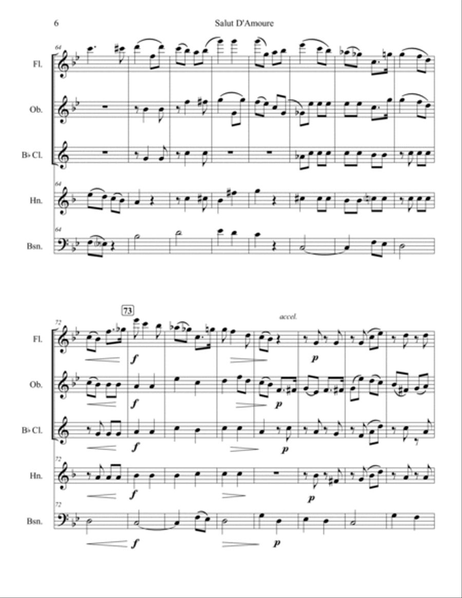Salut De'Amoure (Liebesgruss) Woodwind Quintet scores gallery preview page 6