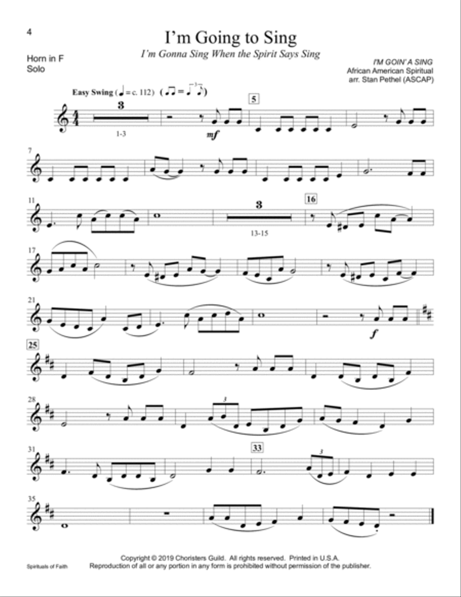 Spirituals of Faith - Horn(s) in F Accompaniment CD scores gallery preview page 4