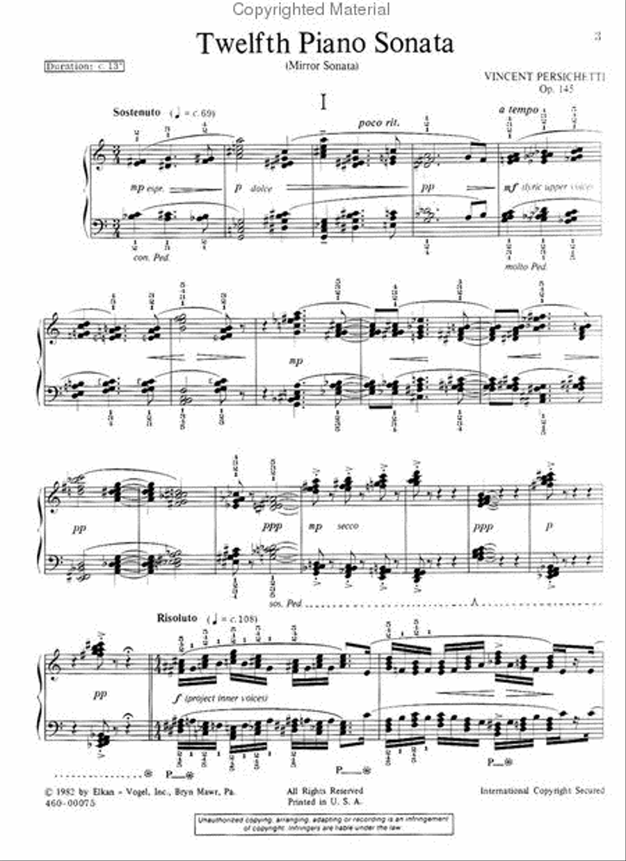 Twelfth Piano Sonata Twelfth Piano Sonata Chamber Music scores gallery preview page 2