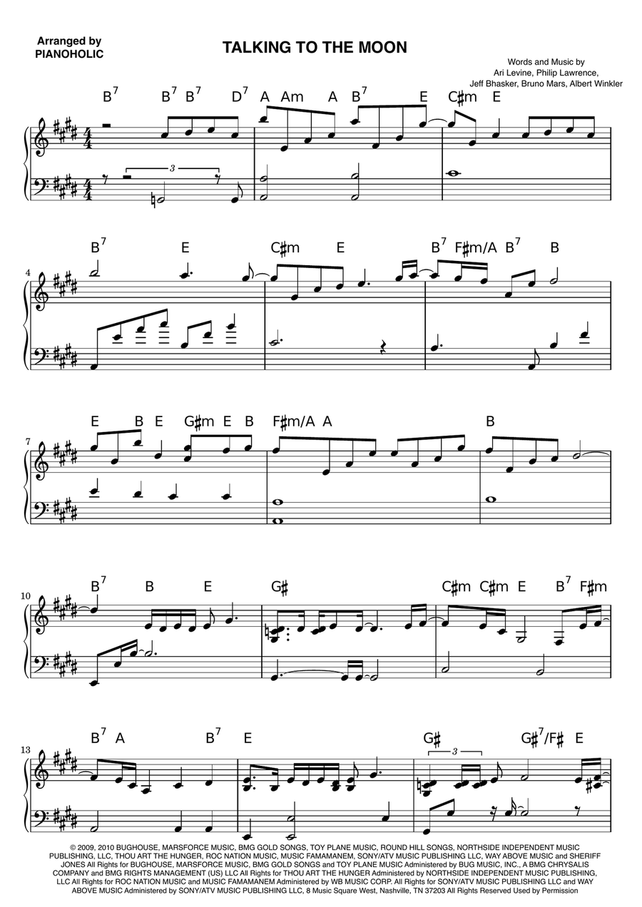 Talking To The Moon Easy Piano scores gallery preview page 1