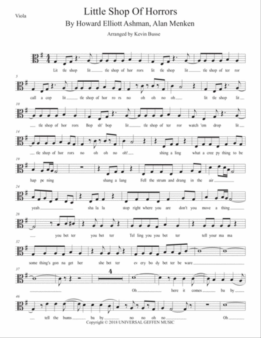 Little Shop Of Horrors Viola Solo scores gallery preview page 1