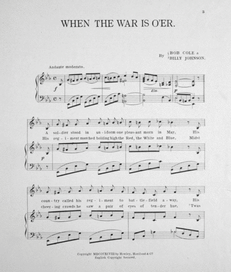 When the War is O'er. Sentimental Song & Chorus