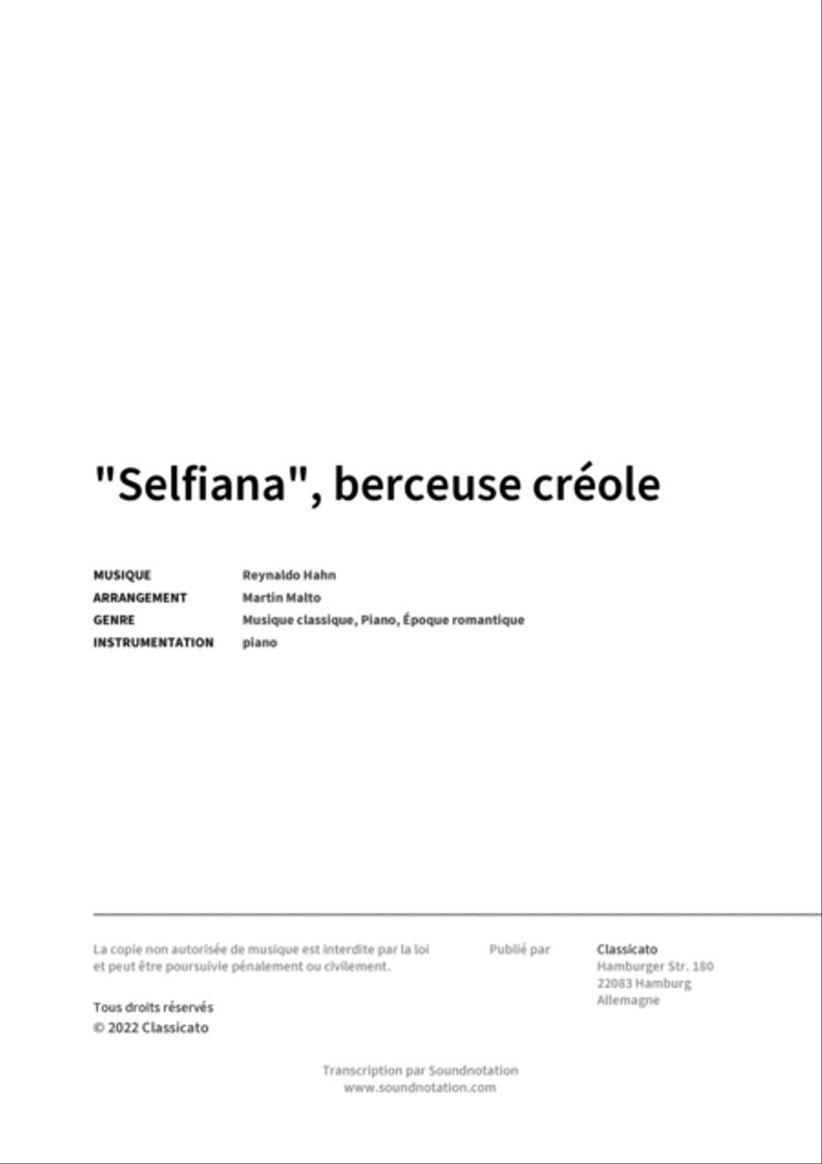 Selfiana, berceuse creole Piano scores gallery preview page 2