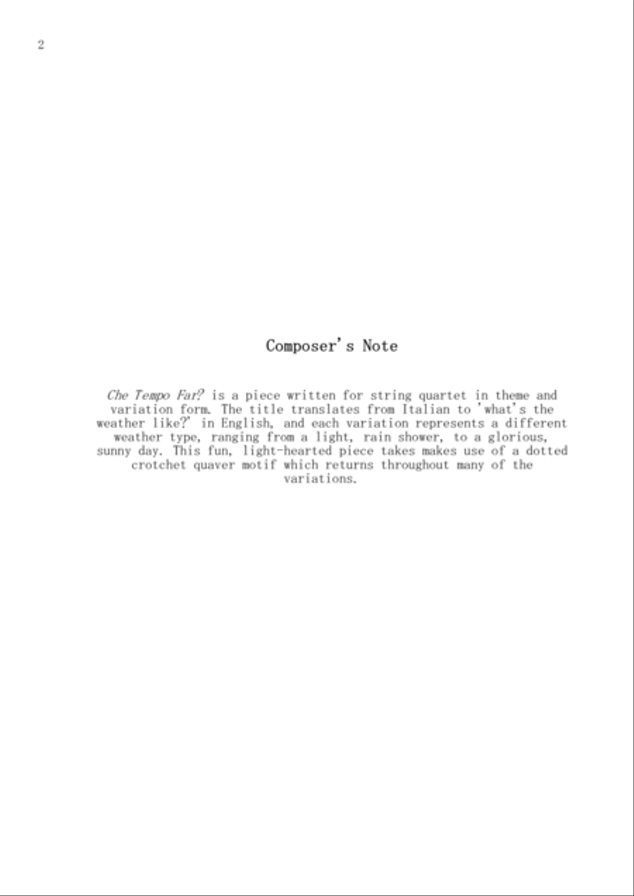 Che Tempo Fa? Che Tempo Fa? String Quartet scores gallery preview page 2
