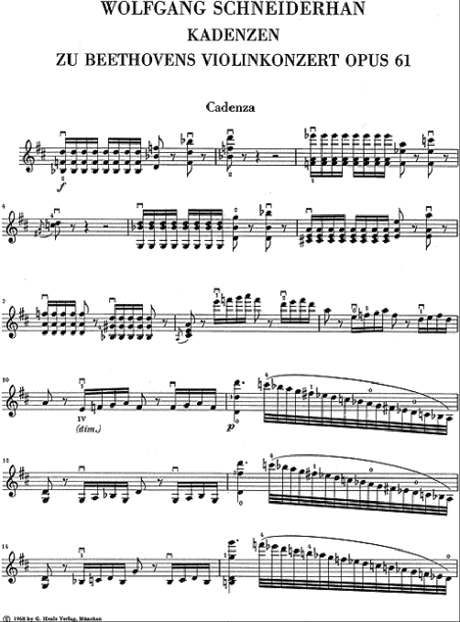 Cadenzas to Violin Concerto Op. 61